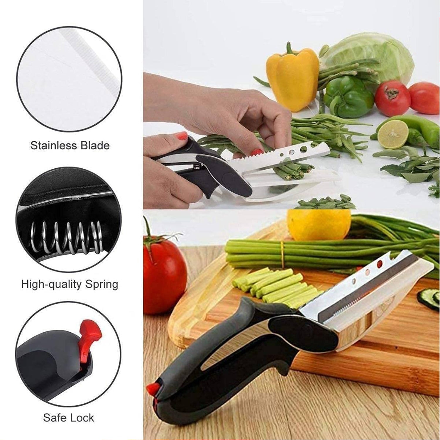 2490 Smart claver Cutter Kitchen Knife and in Built Chopping Board with Locking Hinge with Spring Action for Vegetables for kitchen DeoDap 2490 Smart claver Cutter Kitchen Knife and in Built Chopping Board with Locking Hinge with Spring Action for Vegetables for kitchen DeoDap